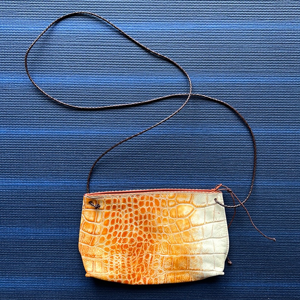 B. May Handmade Strappy Zippered Pouch Purse - Gator. Nwot
